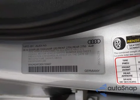 2014 Audi A6 3.0T Premium Plus from USA, damaged, VIN WAUHGAFC8EN159667
